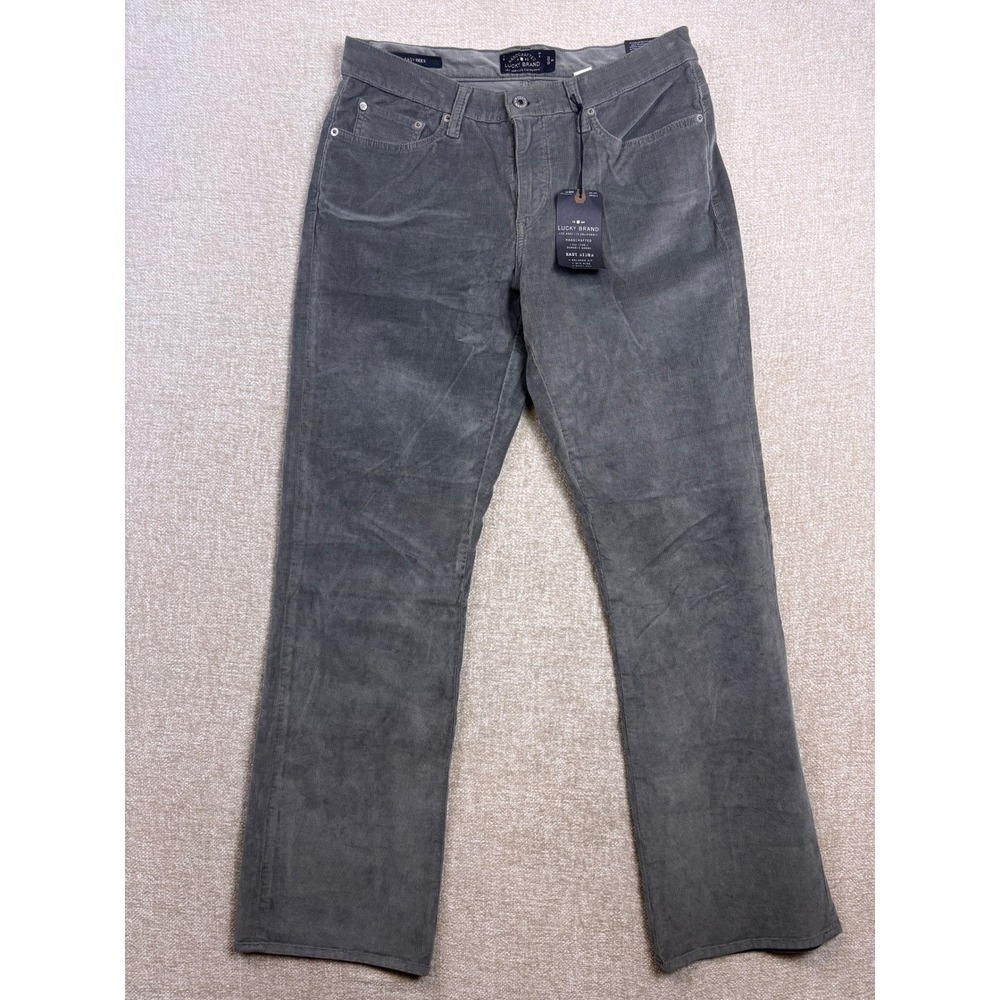 Lucky Brand Easy Rider Gray Corduroy Pants Mid Rise Boot Cut Women 12/31 R NEW